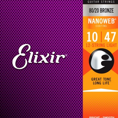 Elixir 80/20 Bronze Nanoweb 12-húros akusztikus húrkészlet 010-047